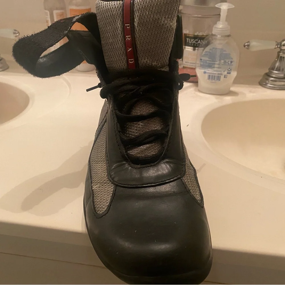 Prada high top sneakers/Boots.Black and Grey Size 11 - Picture 10 of 16